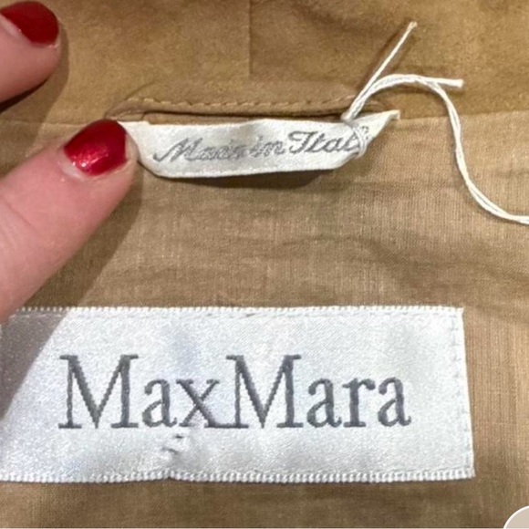 NWOT Max Mara Suede Leather Jacket Silk Lined Brown Tie Waist Italy Size 46 US12 - Picture 7 of 11